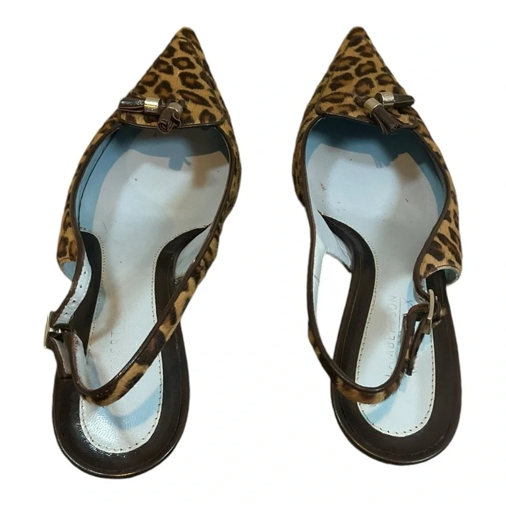 Lambertson Truex Women’s Size 39 Pony Hair Animal Print Slingback Pumps Sandals - Picture 9 of 16